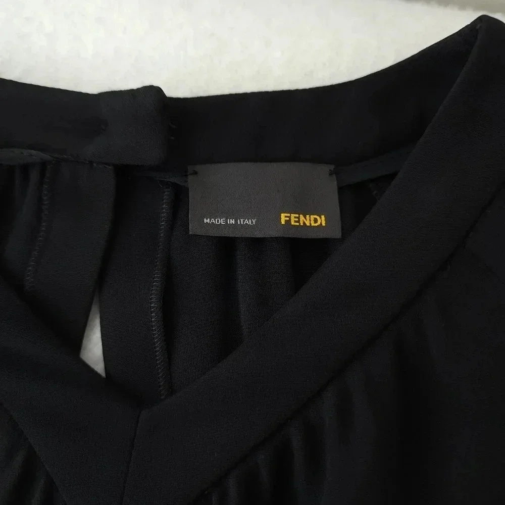 Fendi Vneck Drawstring Waist Knee Length Dress - Picture 5 of 10